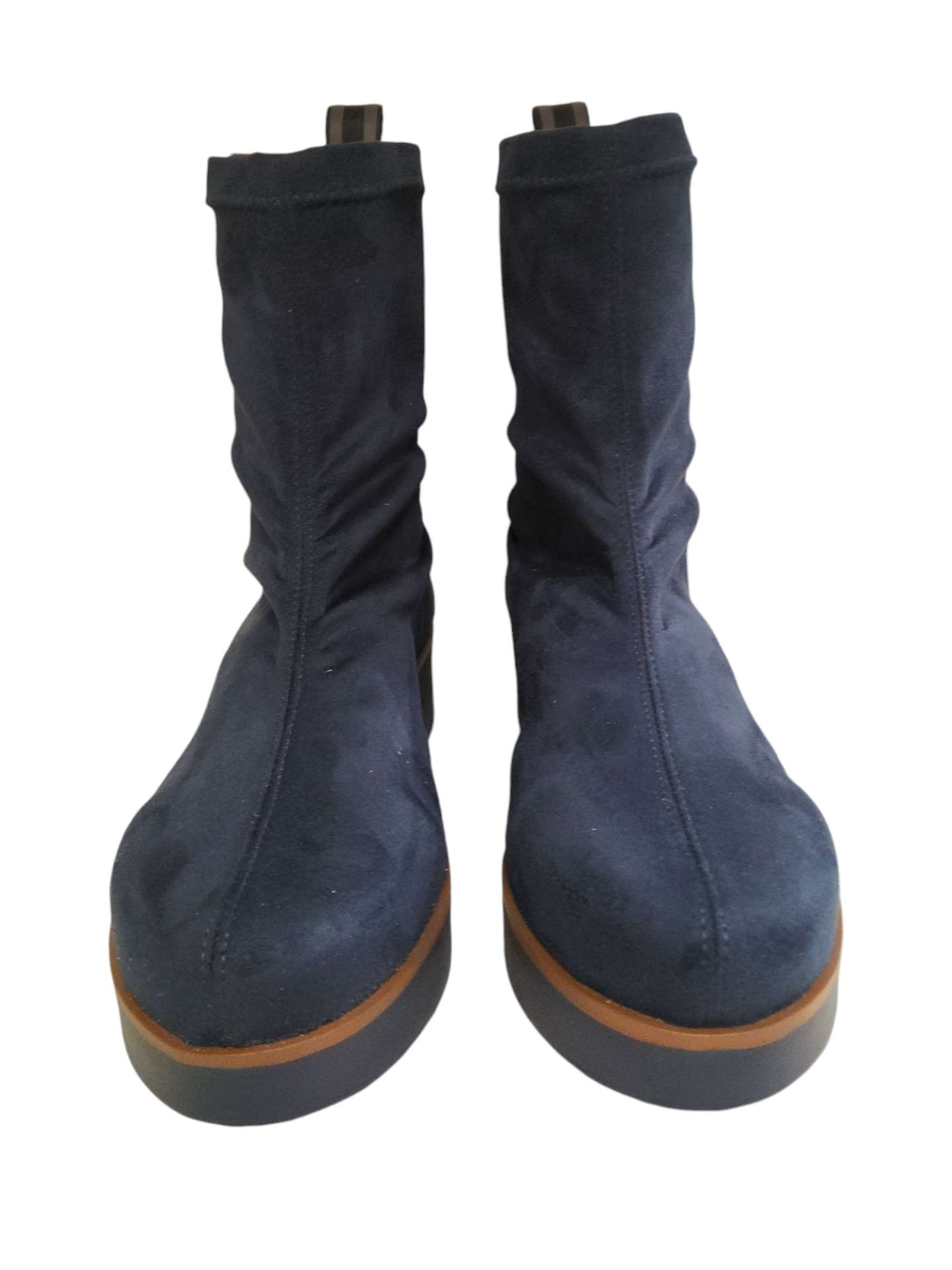 Navy Elastic fabric ankle boots