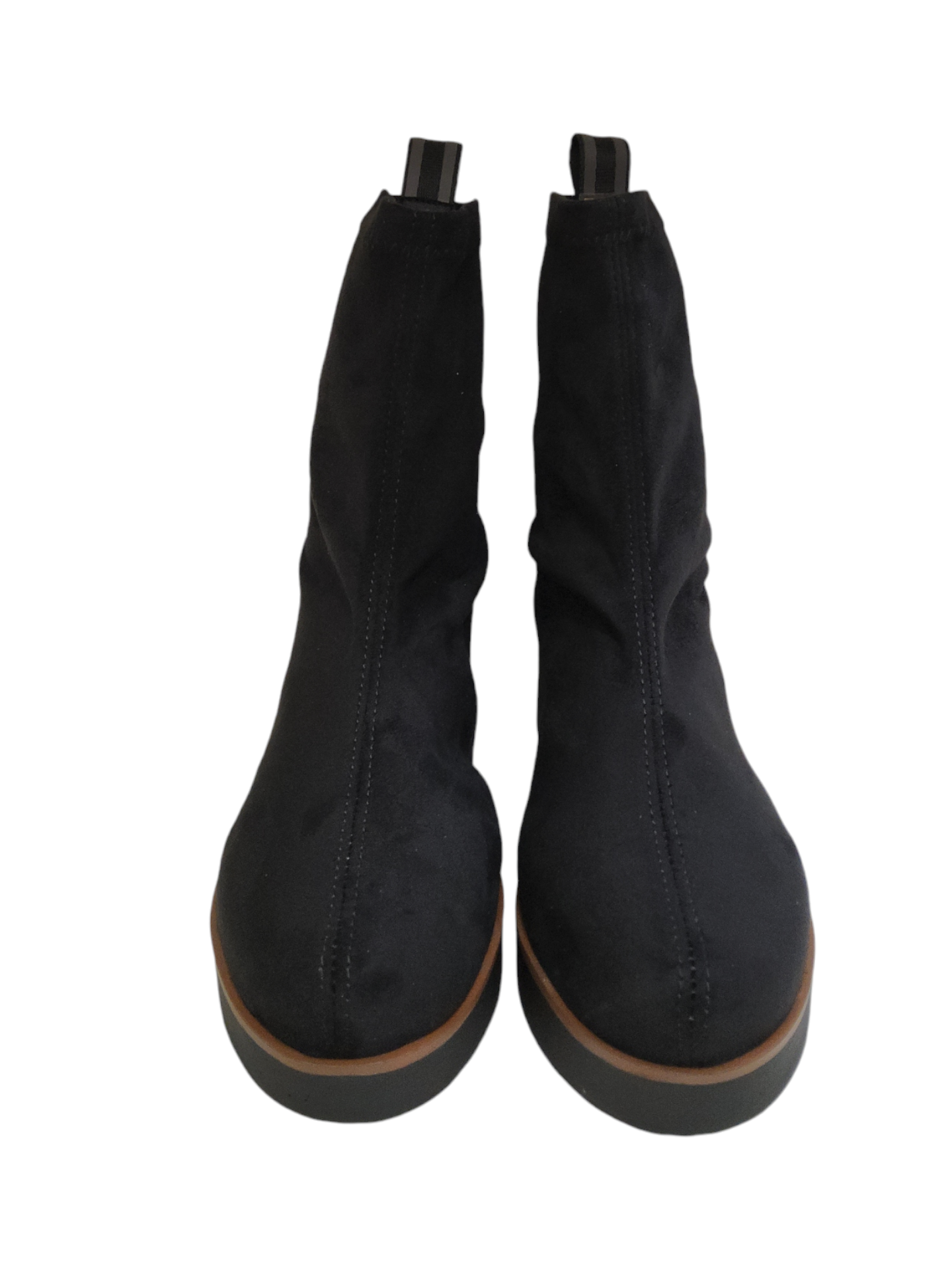 Black elastic fabric ankle boots