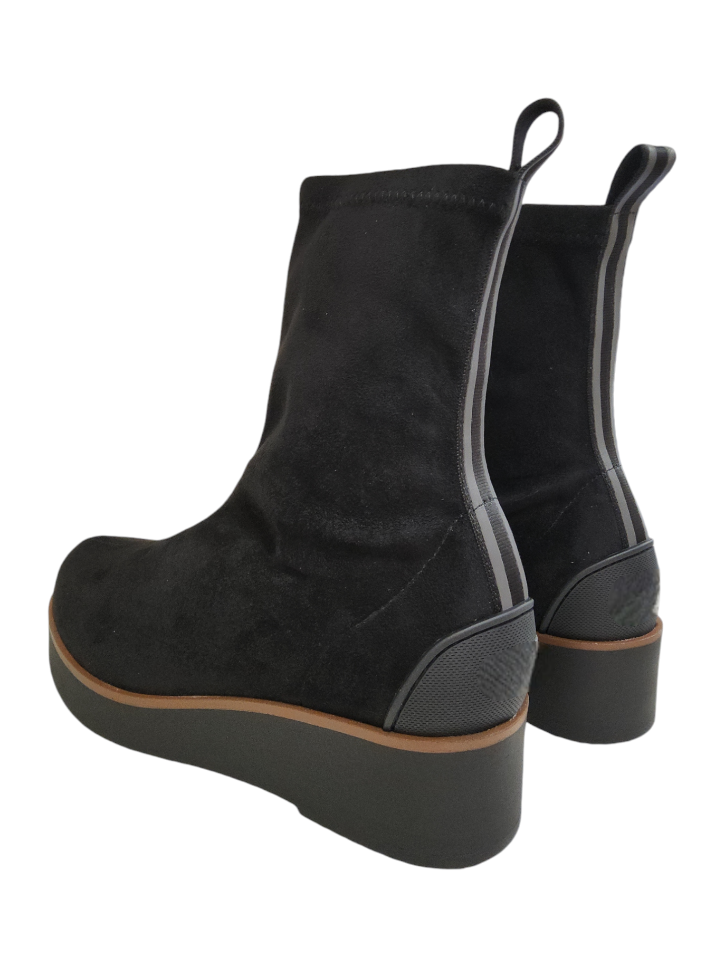 Black elastic fabric ankle boots