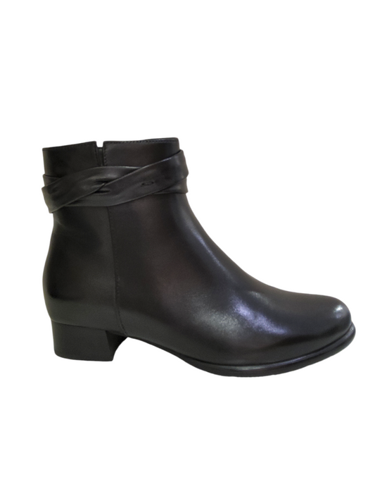 Black leather ankle boots