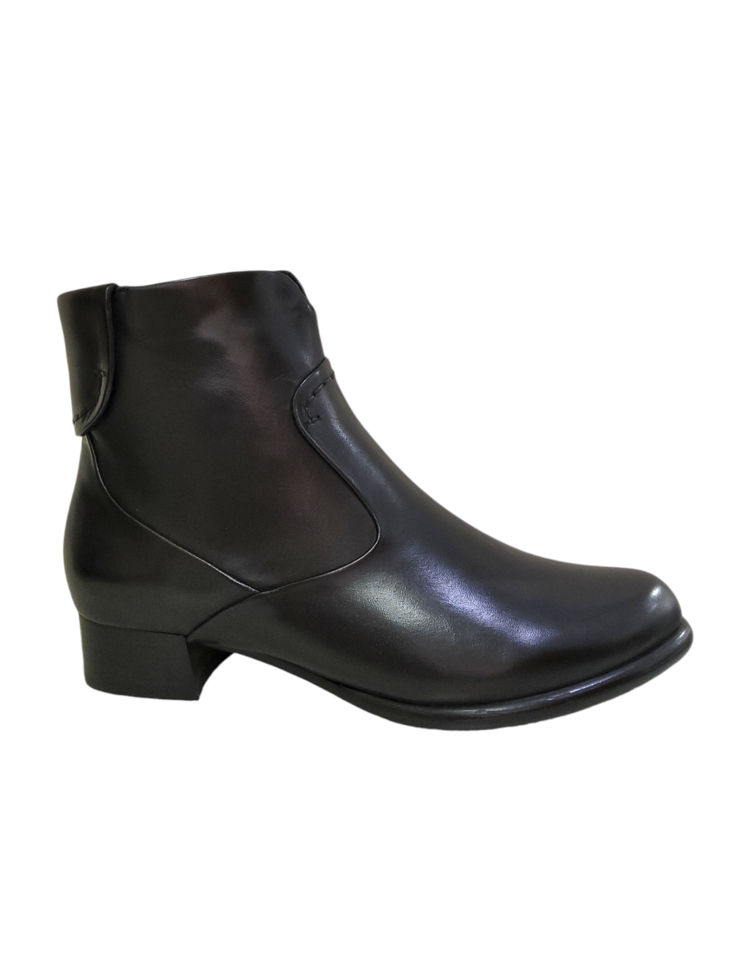 Black leather ankle boots