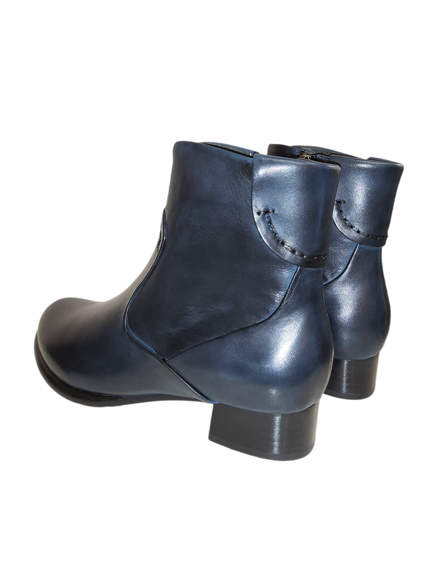 Navy leather ankle boots