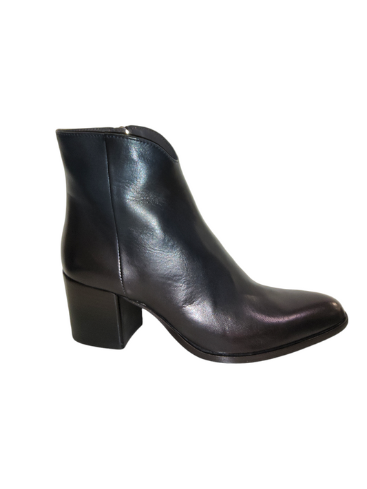 Black leather ankle boots