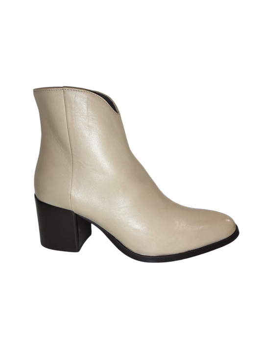 Cream leather ankle boots