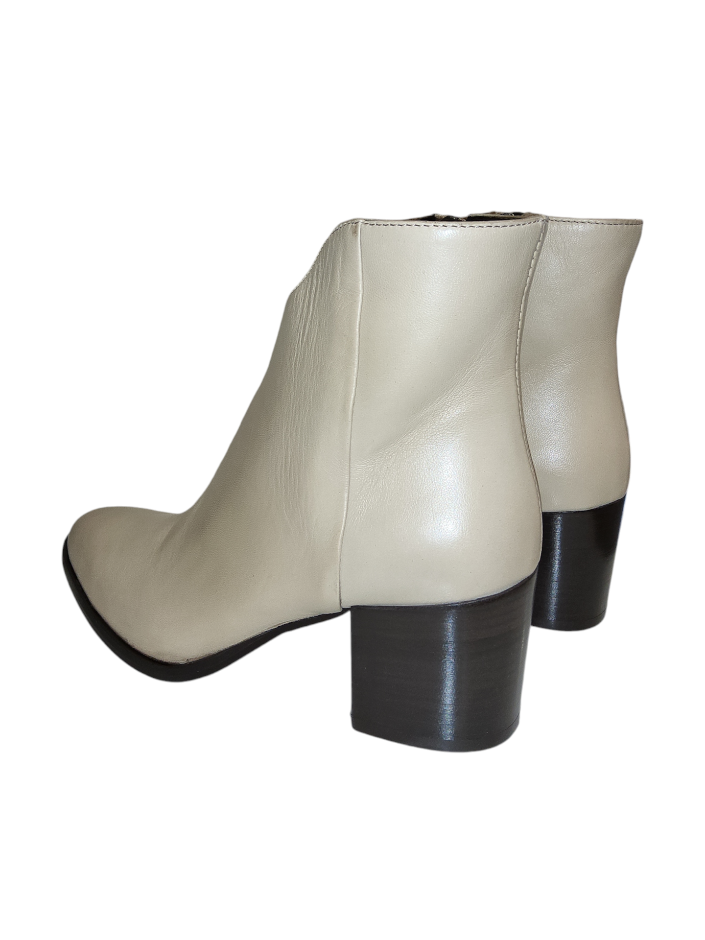 Cream leather ankle boots