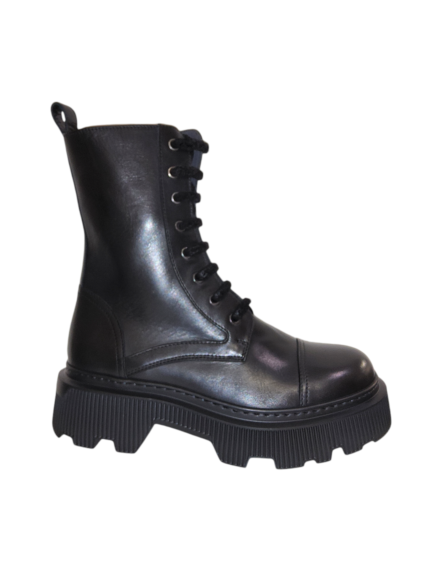 Black leather biker boots