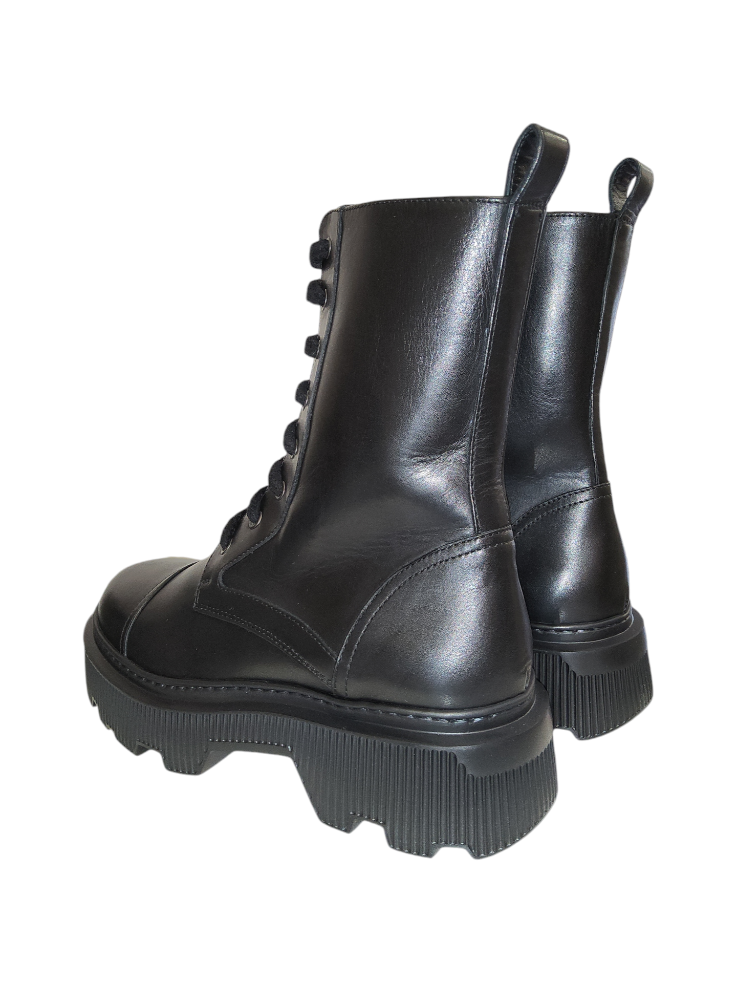 Black leather biker boots