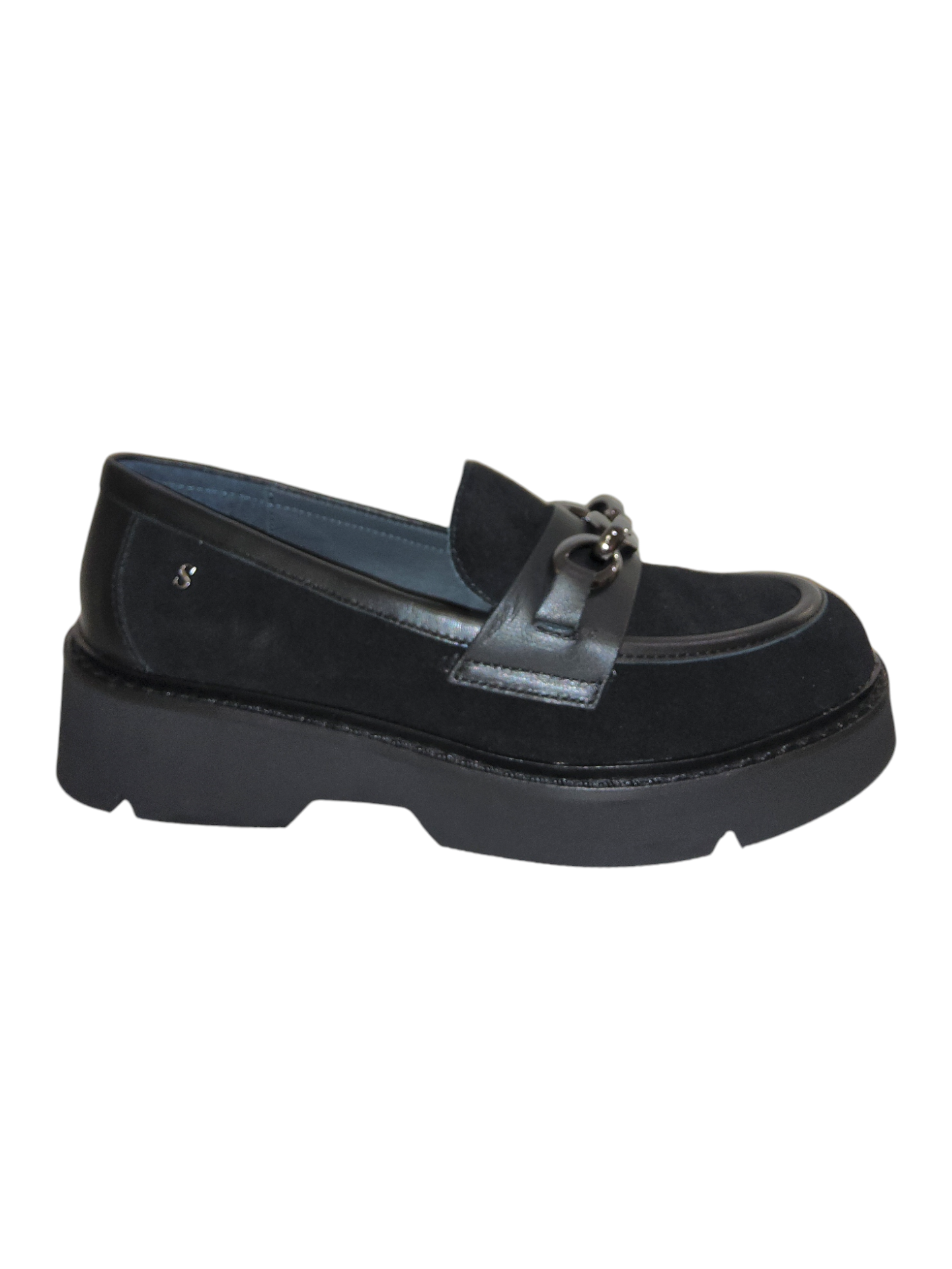 Black leather chunky loafers