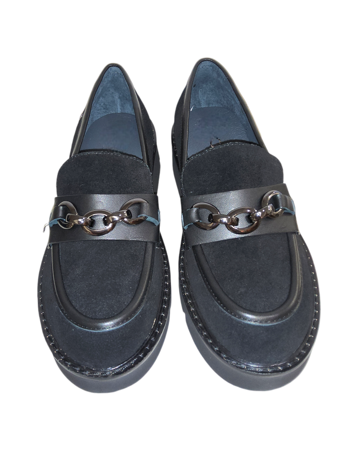 Black leather chunky loafers