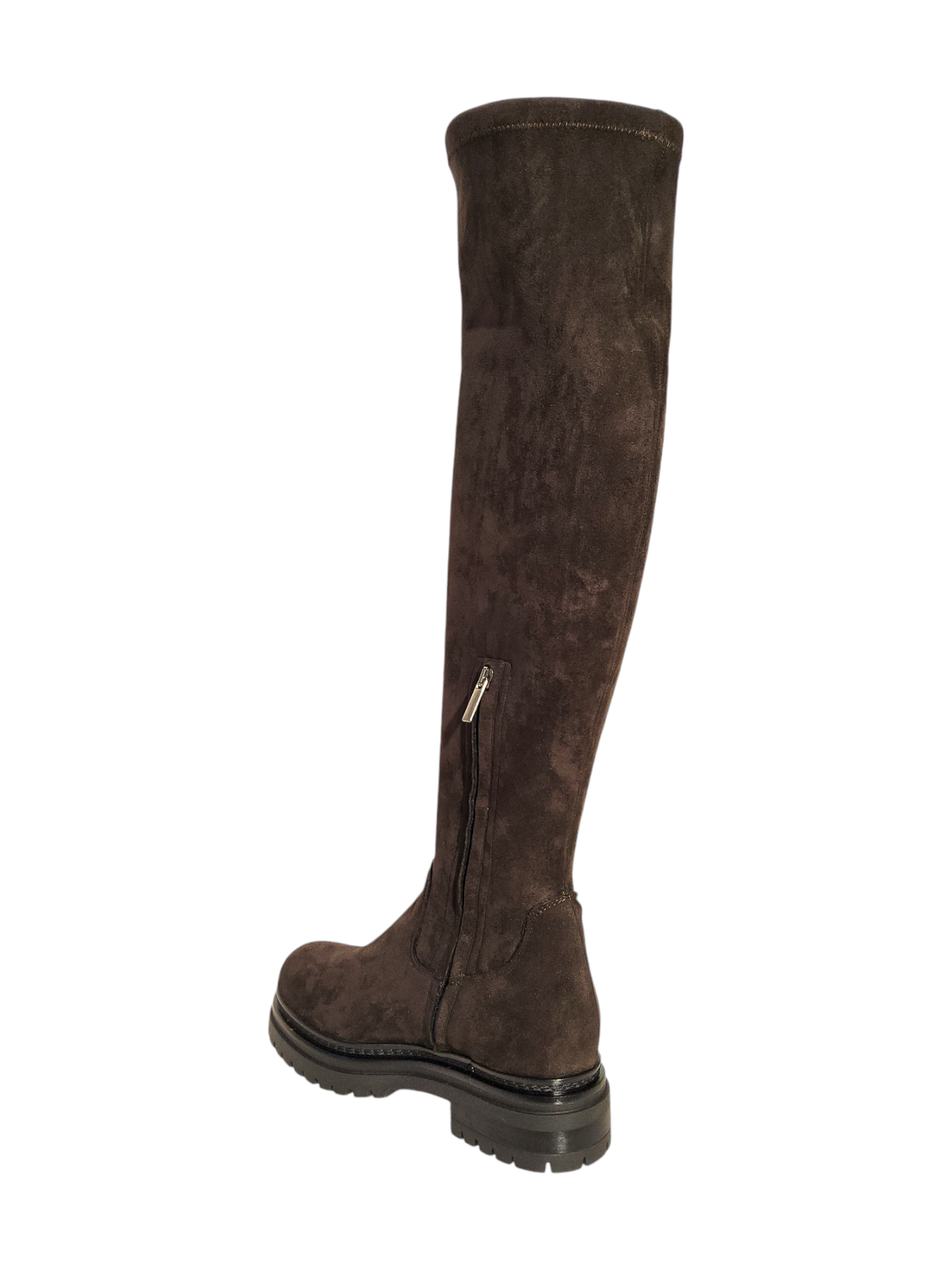 Brown suede leather over-the knee boots