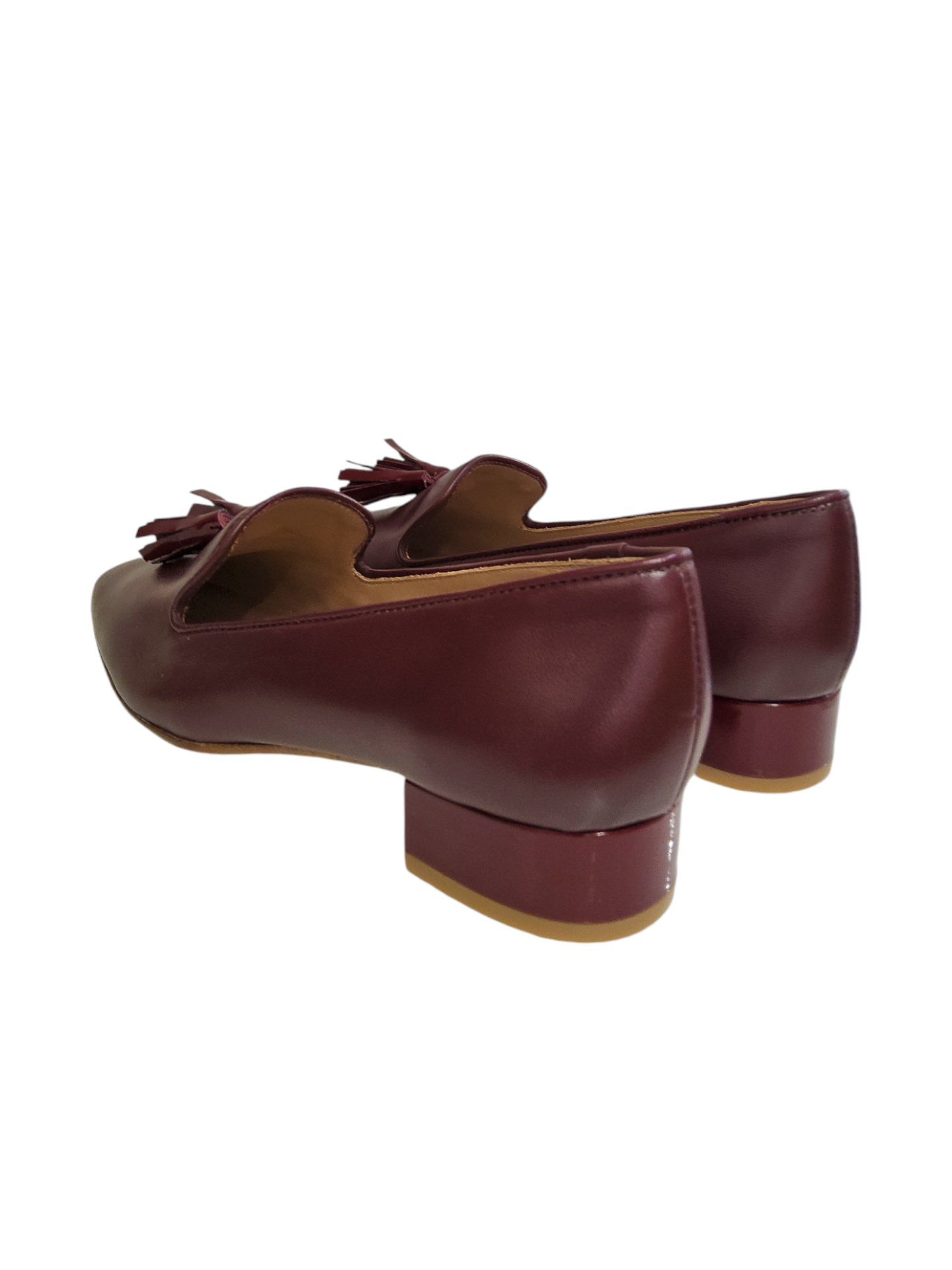 Wine leather heeled loafers