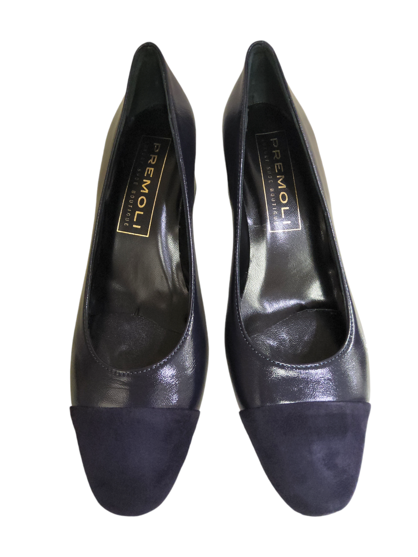 Navy leather court shoe