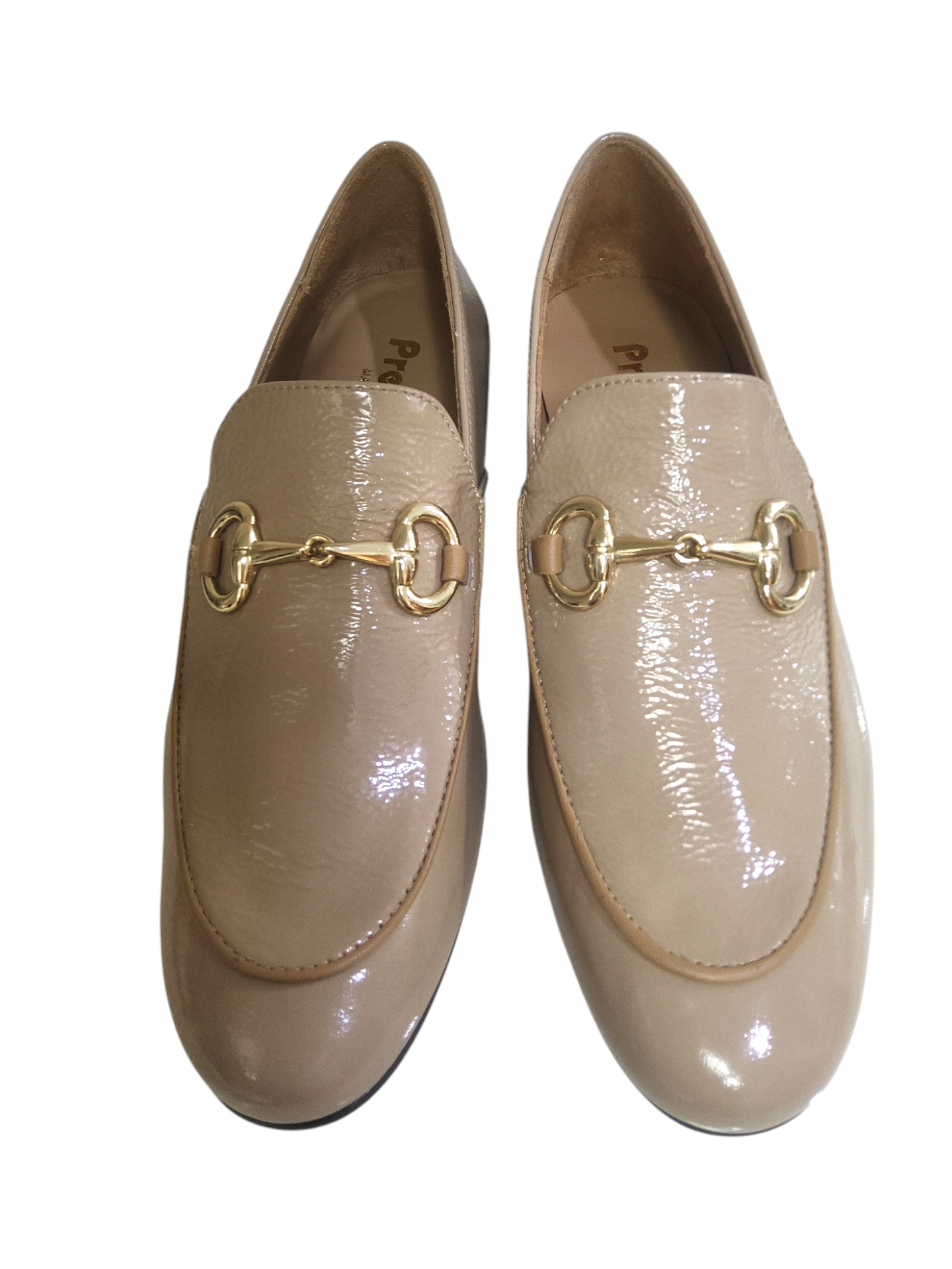 Beige leather loafers