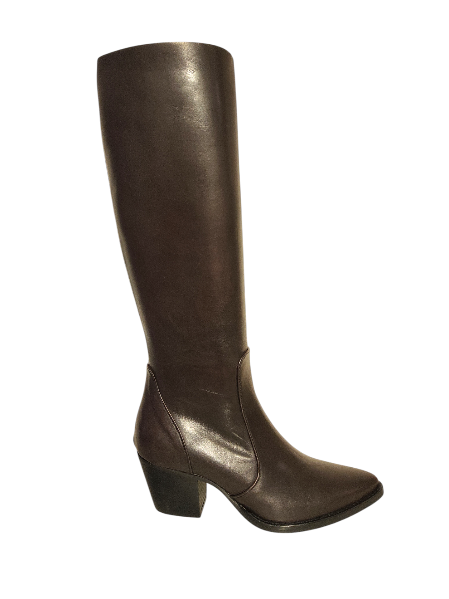 Chocolate brown leather knee high boot