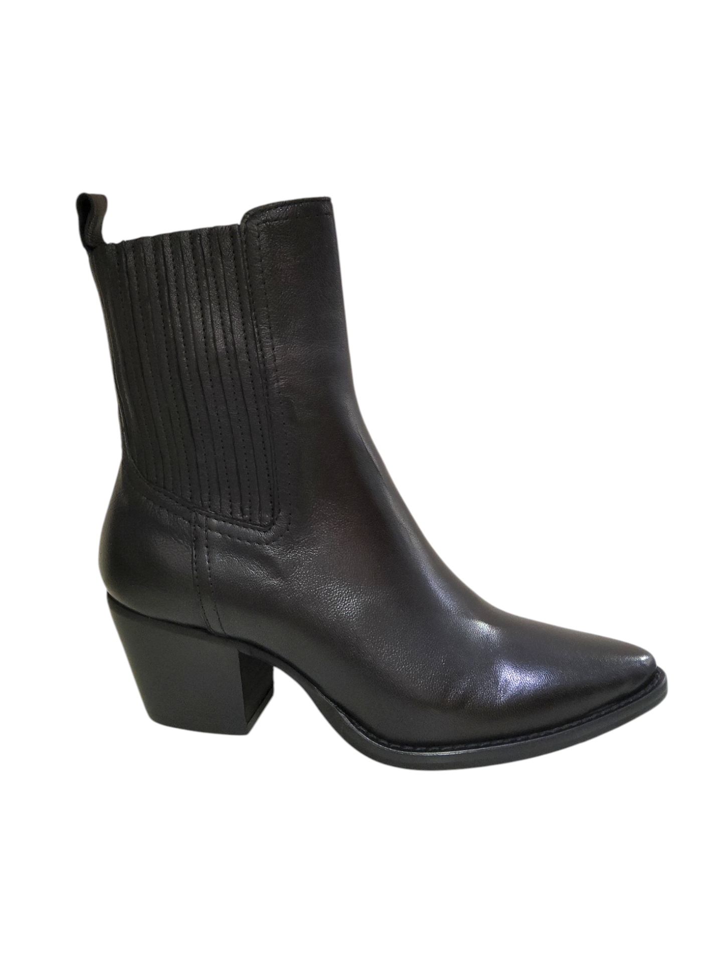 Black leather ankle boot