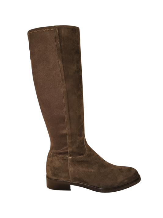 Chocolate Brown suede leather knee high boots