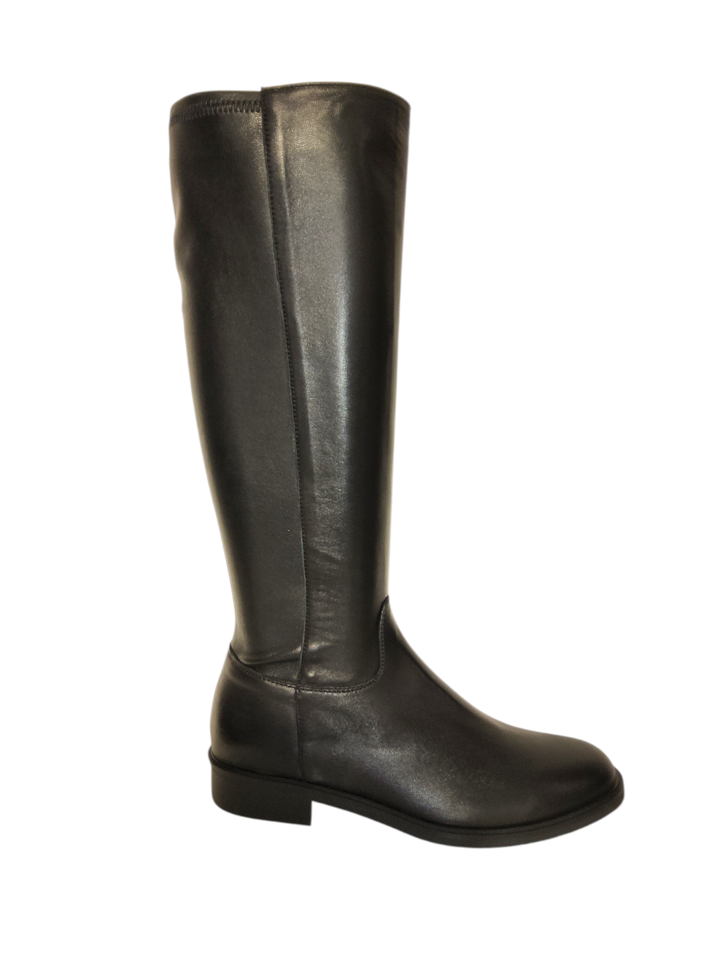 Black leather knee high boots