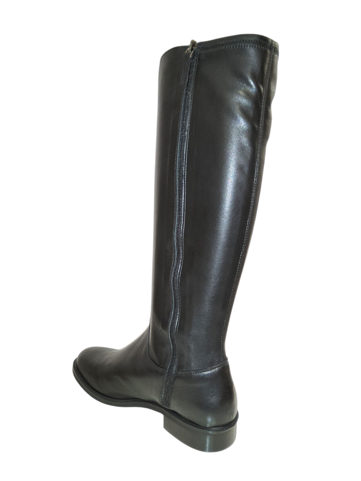 Black leather knee high boots