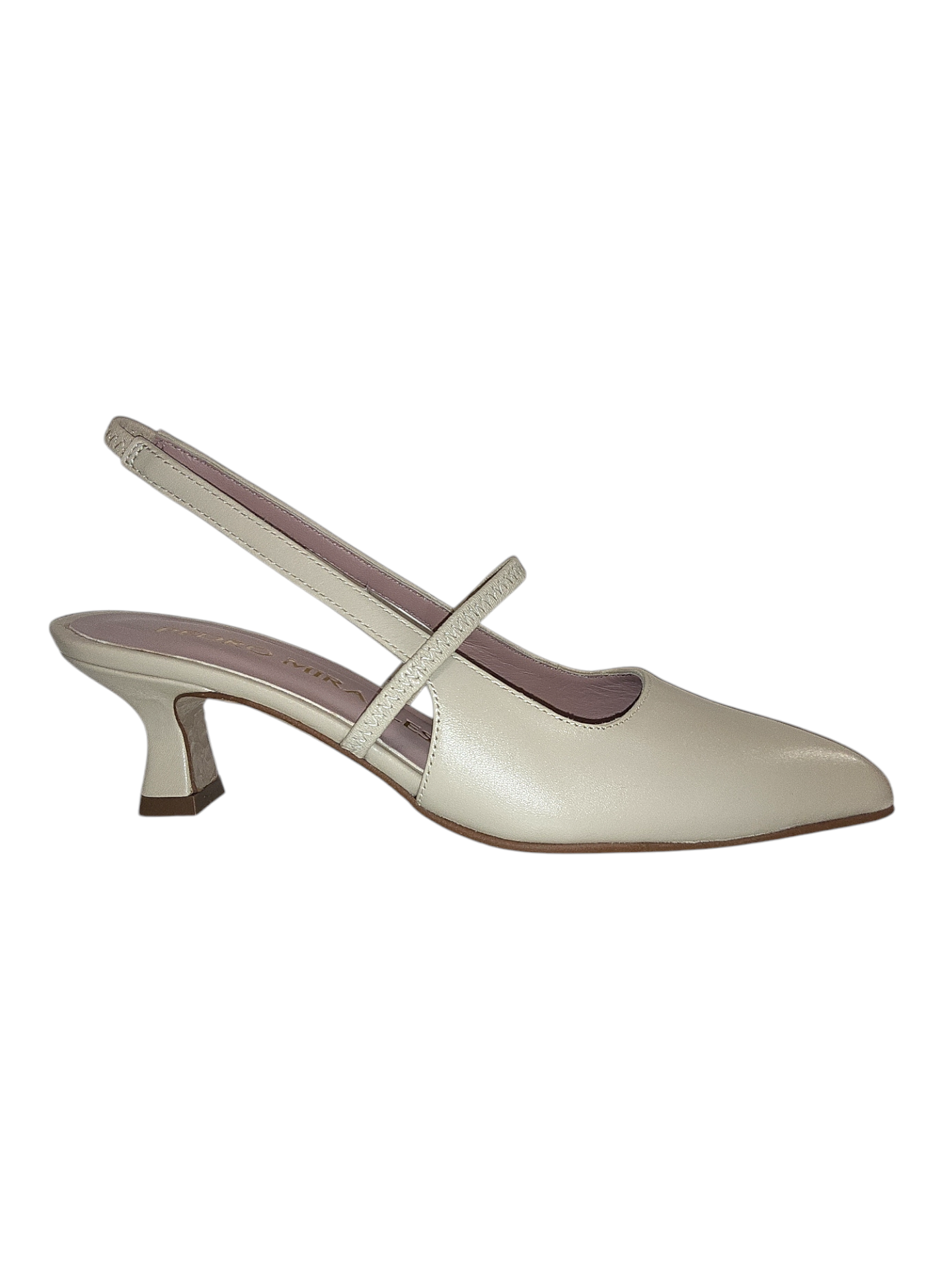 Beige leather slingback shoe