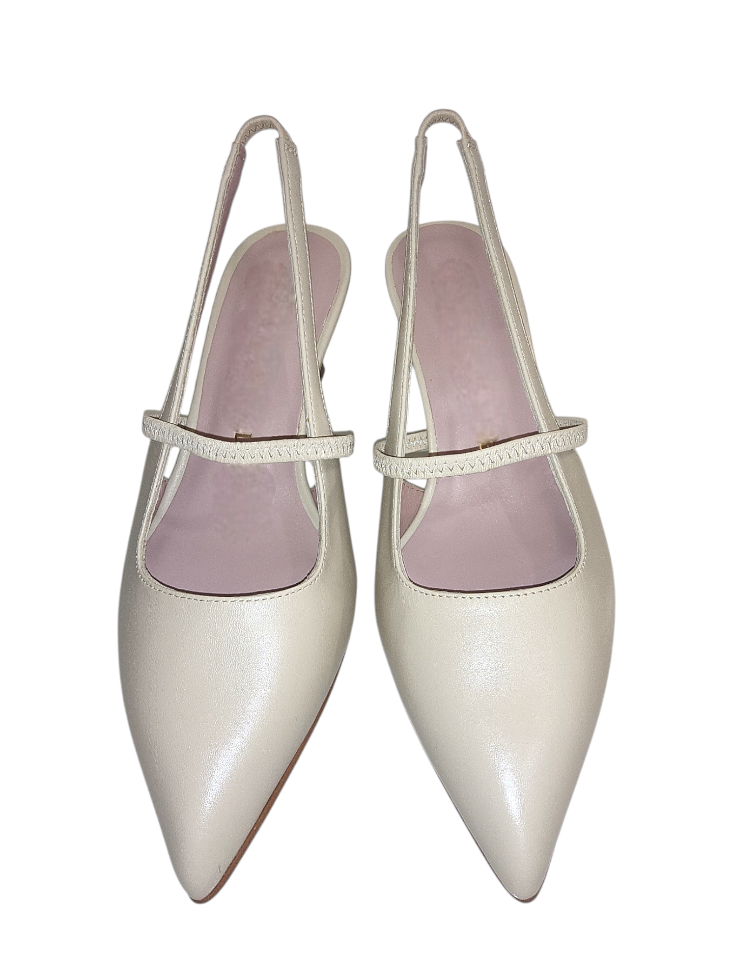 Beige leather slingback shoe