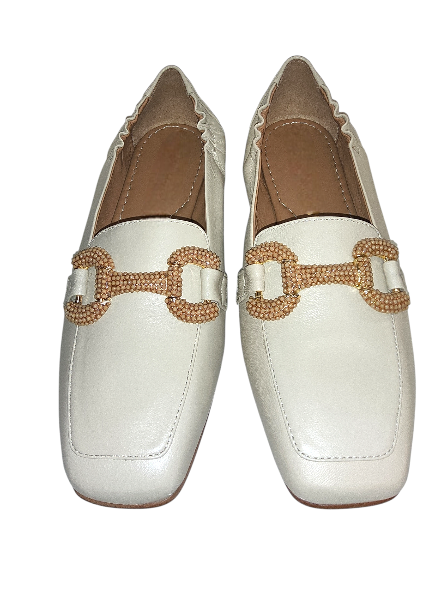 Beige leather loafers