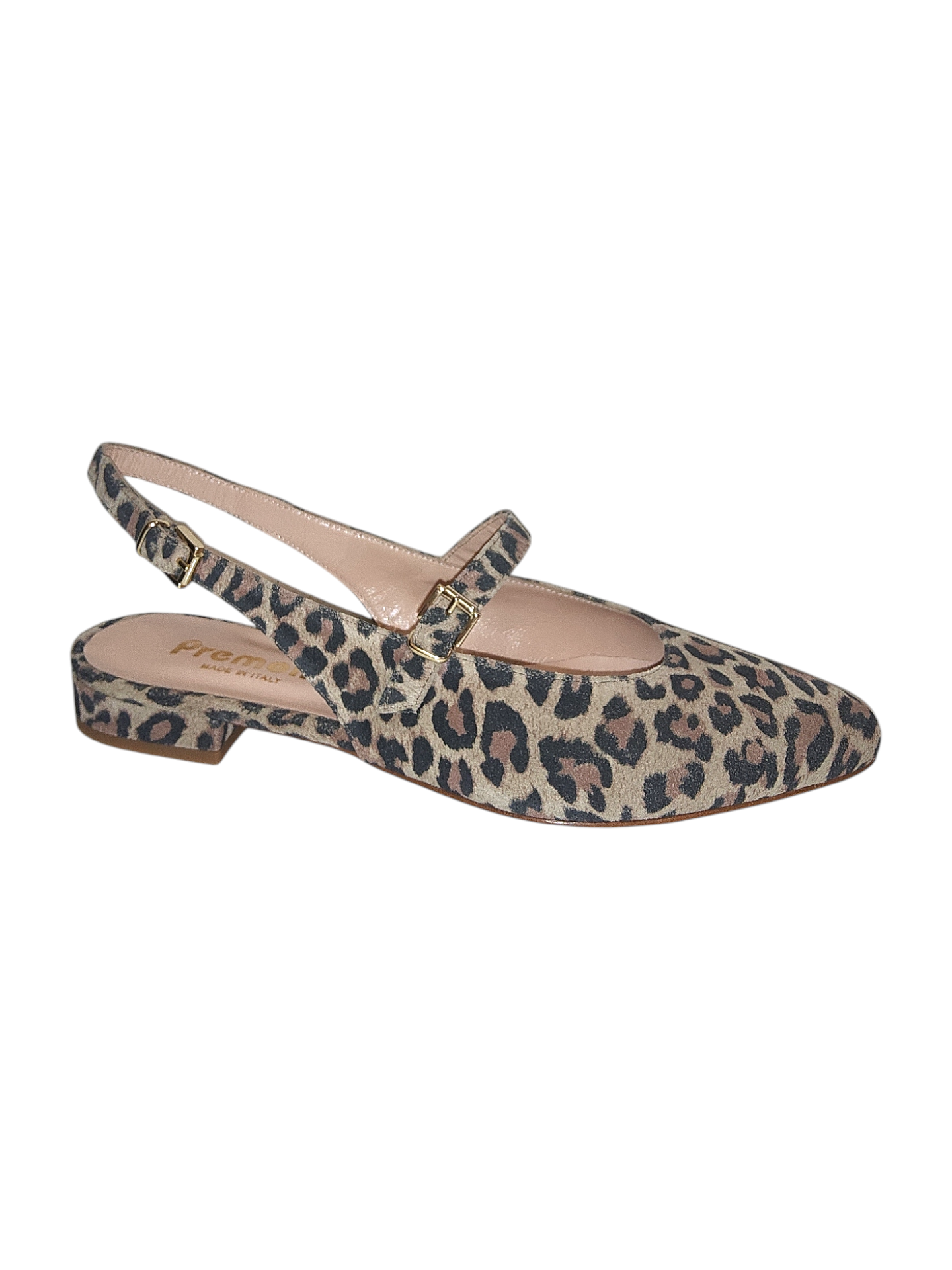 Leopard print leather slingback pump