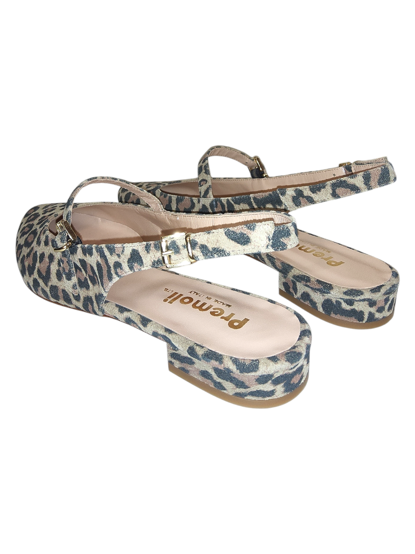 Leopard print leather slingback pump