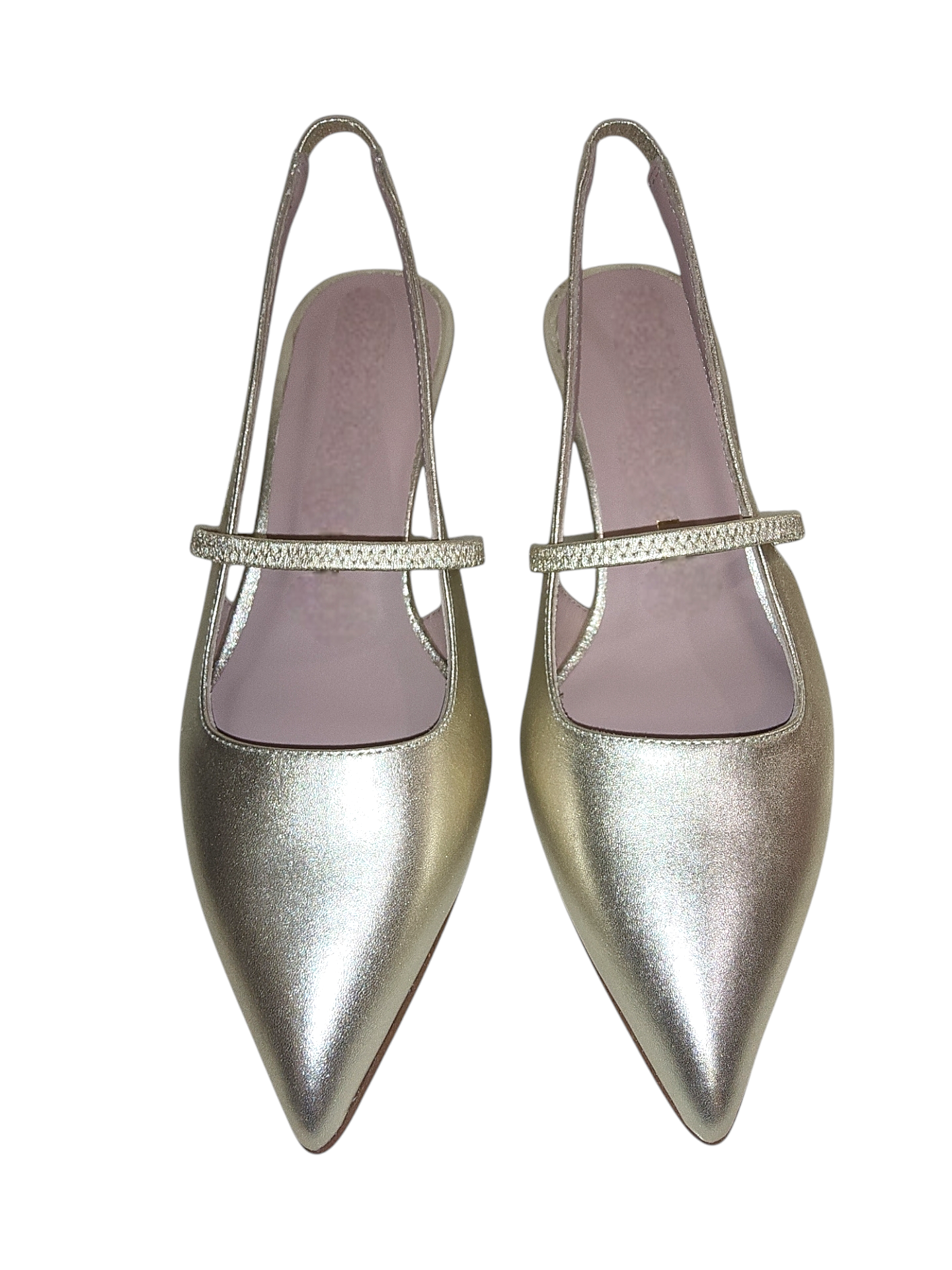 Gold leather slingback shoe