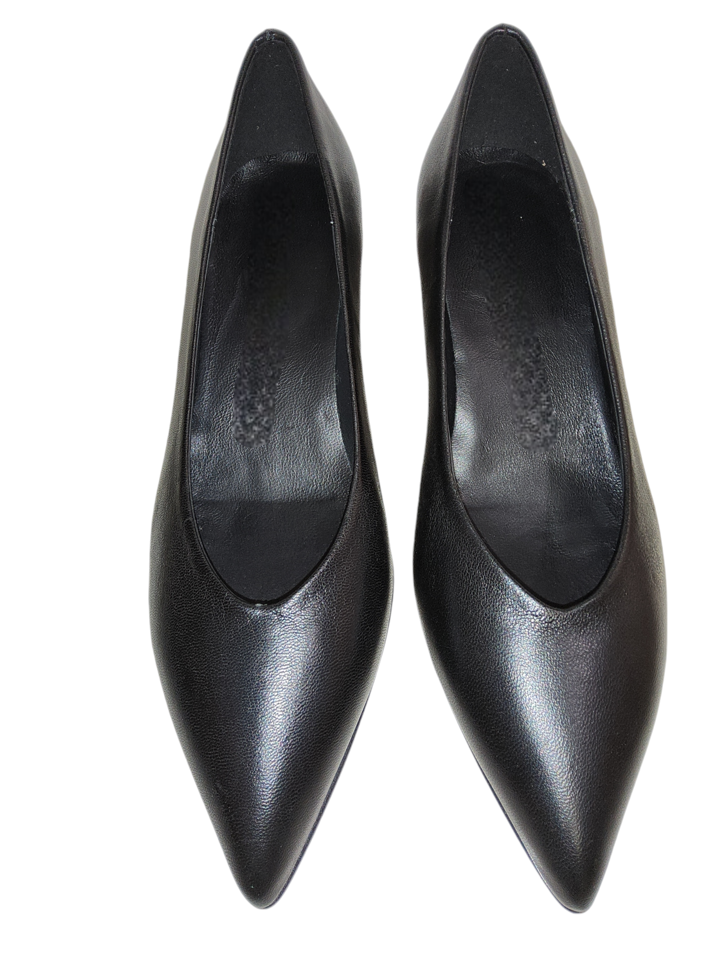 Black leather court shoe