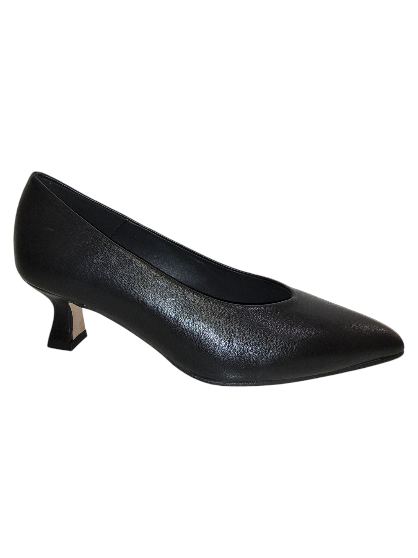 Black leather court shoe