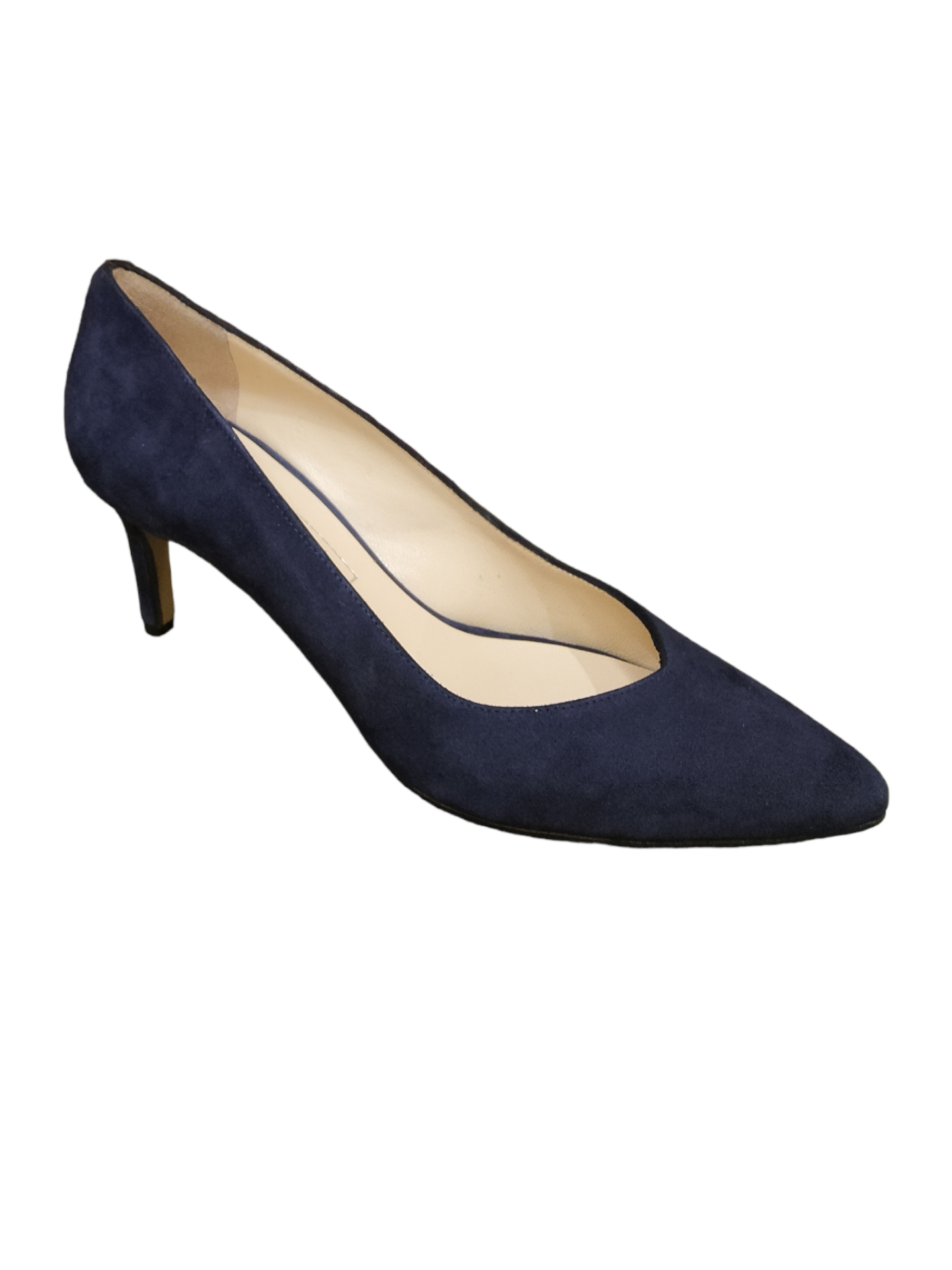 Navy leather court shoe